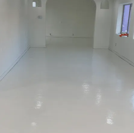 Bright white coated floor in an empty room