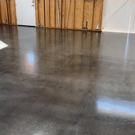 Close-up of a high-gloss polished concrete floor